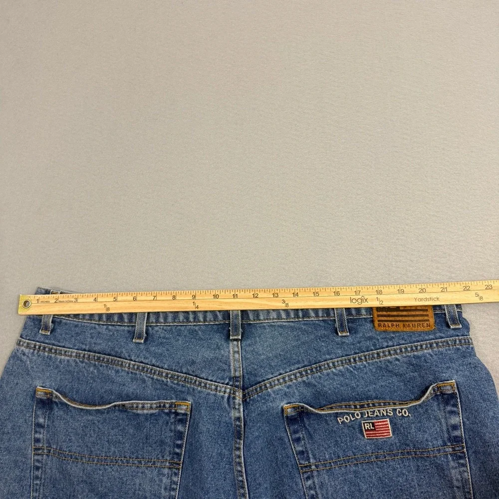 Vintage Polo Jeans Co Ralph Lauren Shorts Men's 42 Blue USA Flag Embroidered y2k